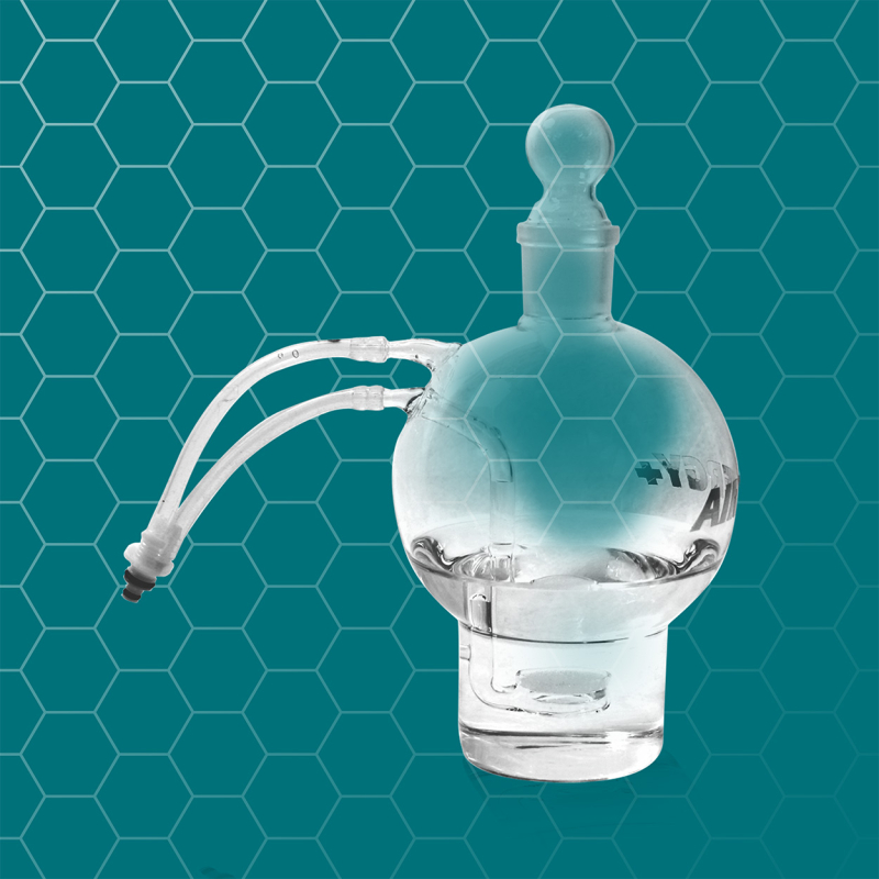 Glasflasche Avant Garde rund mit integriertem Sprudelelement